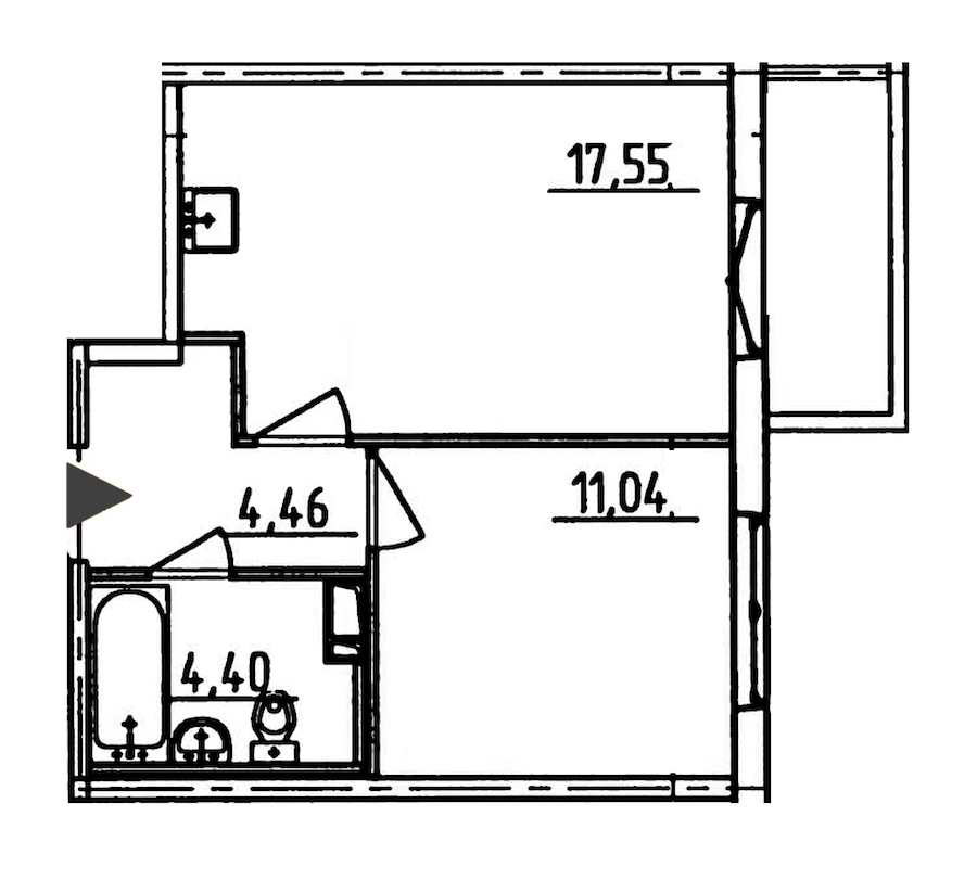 1-комнатная, 39 м² — ЖК ЖК Аэросити