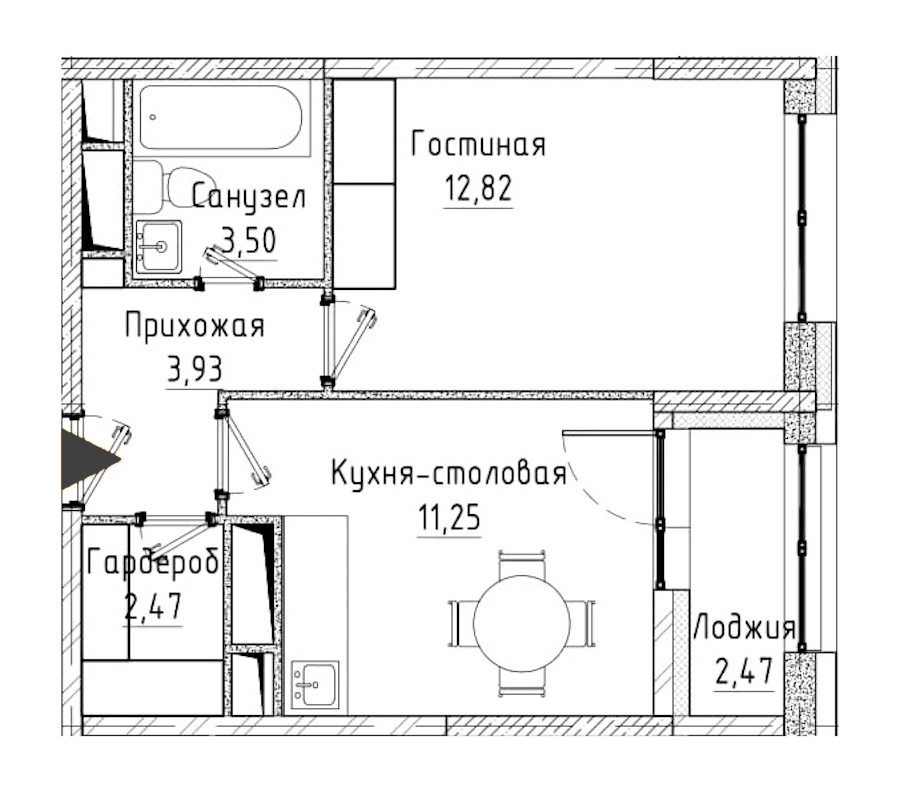 1-комнатная, 35 м² — ЖК ЖК Нью Тайм (New Time)