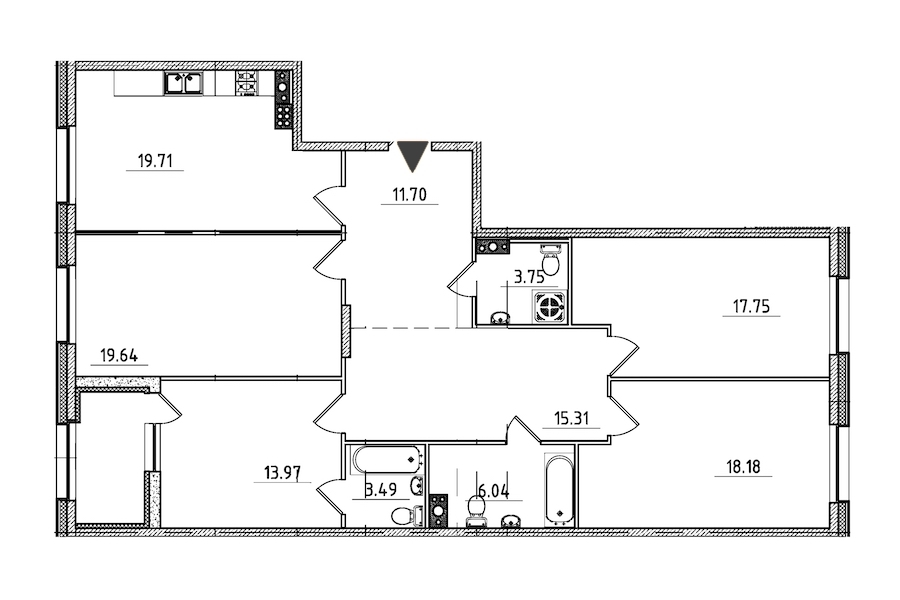 4-комнатная, 132 м² — ЖК ЖК Петровская доминанта