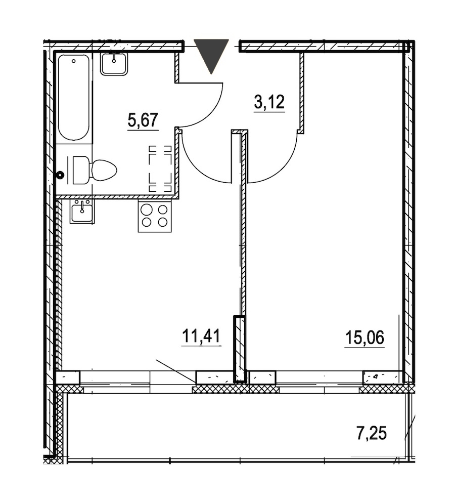 1-комнатная, 39 м² — ЖК ЖК Охта Хаус