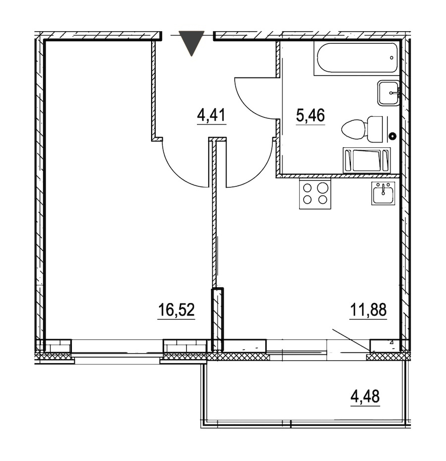 1-комнатная, 40 м² — ЖК ЖК Охта Хаус