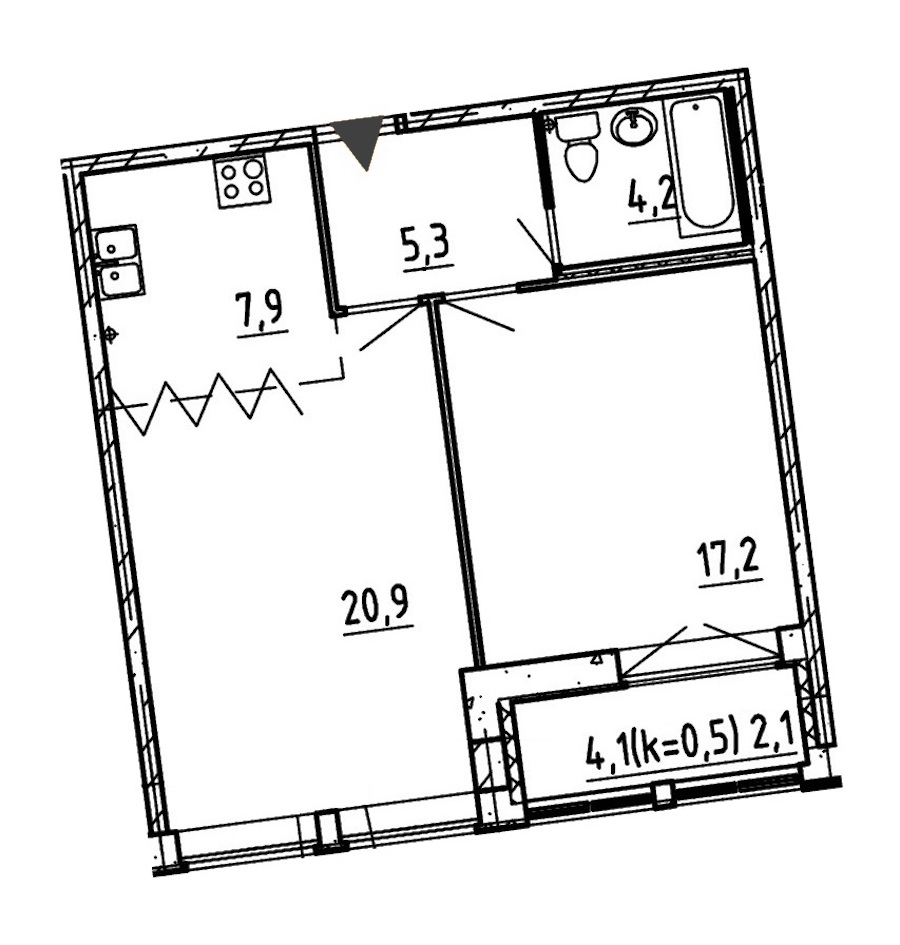 2-комнатная, 58 м² — ЖК ЖК Эталон на Неве