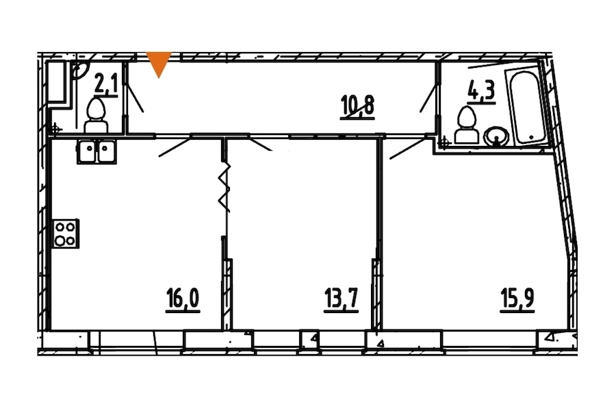 2-комнатная, 63 м² — ЖК ЖК Эталон на Неве