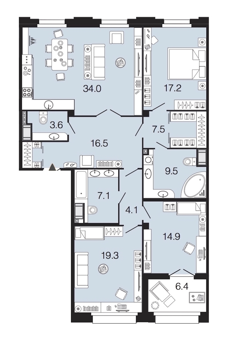 3-комнатная, 134 м² — ЖК ЖК Futurist (Футурист)