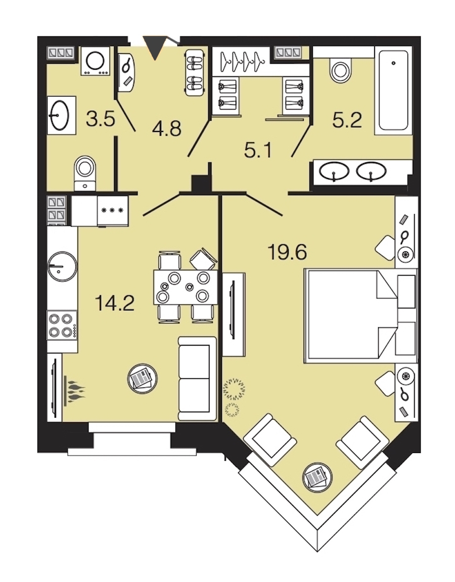 1-комнатная, 52 м² — ЖК ЖК Futurist (Футурист)