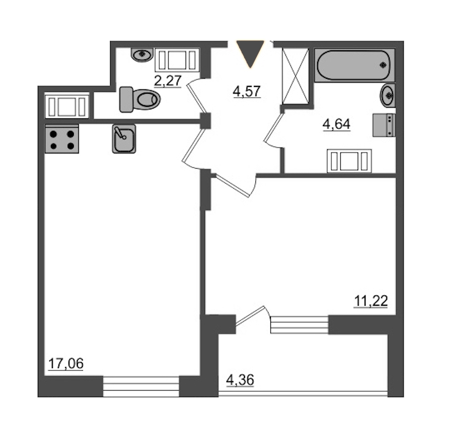 1-комнатная, 42 м² — ЖК ЖК Питер