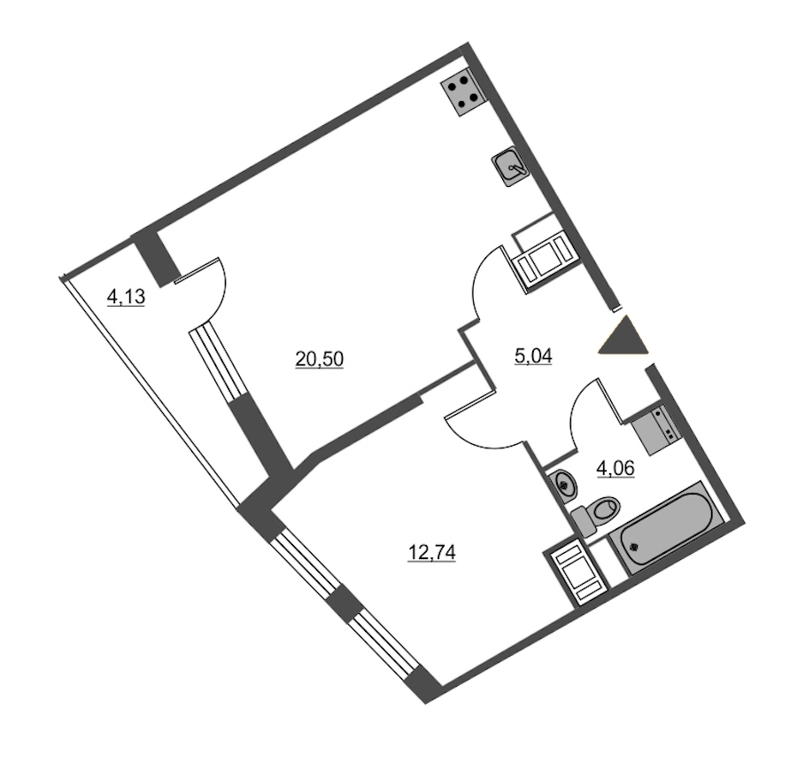 1-комнатная, 44 м² — ЖК ЖК Питер