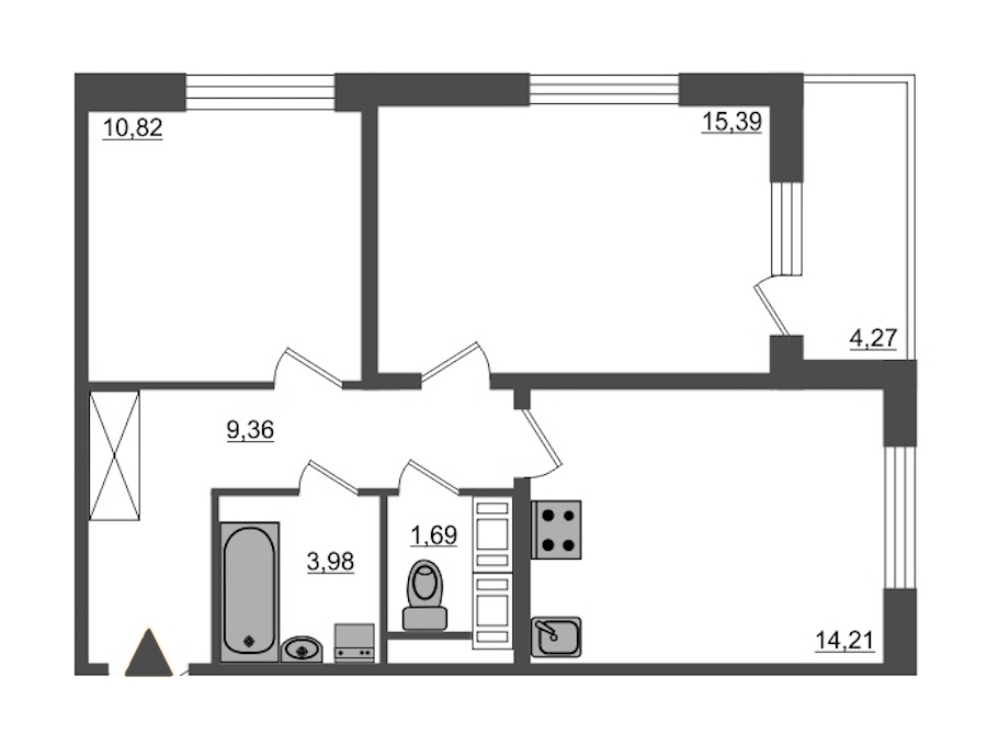 2-комнатная, 58 м² — ЖК ЖК Питер