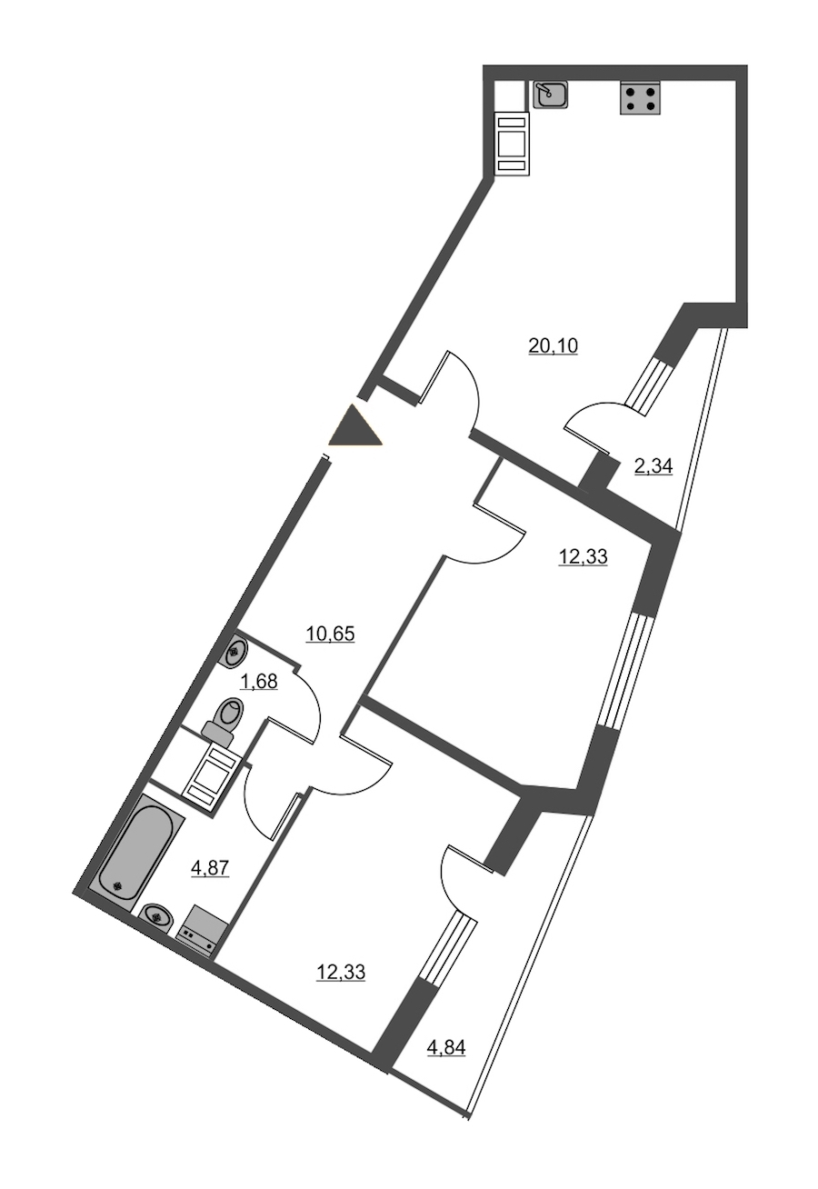 2-комнатная, 66 м² — ЖК ЖК Питер