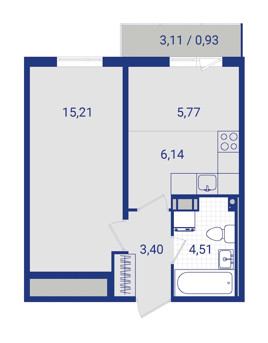 1-комнатная, 36 м² — ЖК ЖК Lampo (Лампо)