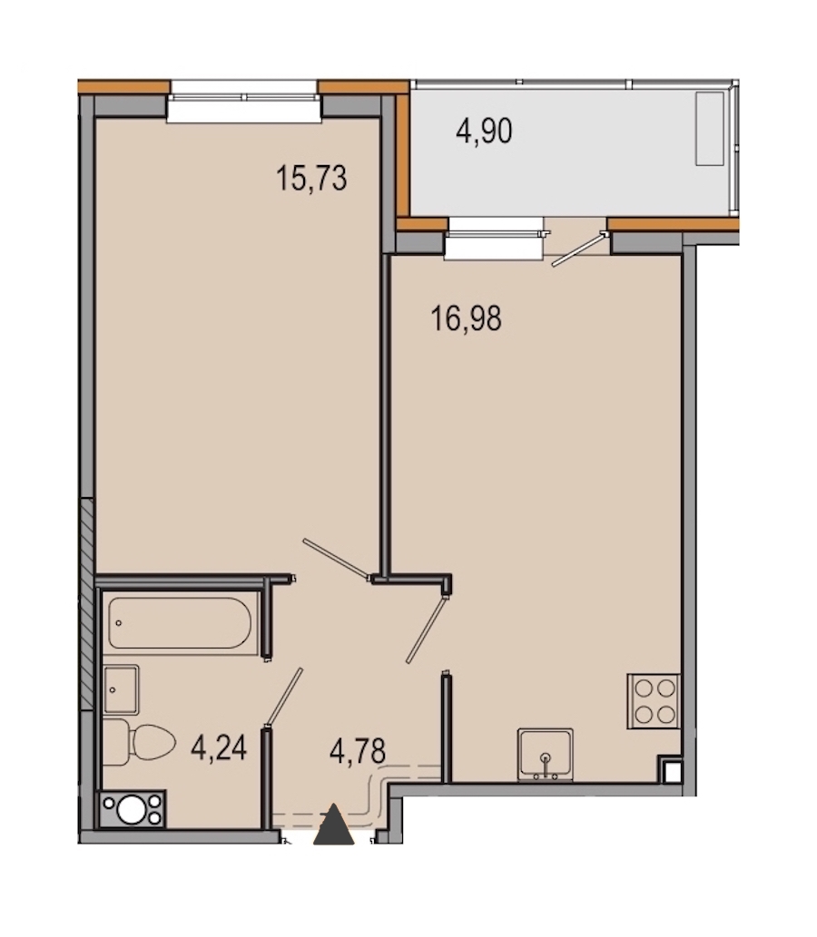 1-комнатная, 42 м² — ЖК ЖК ТАРМО