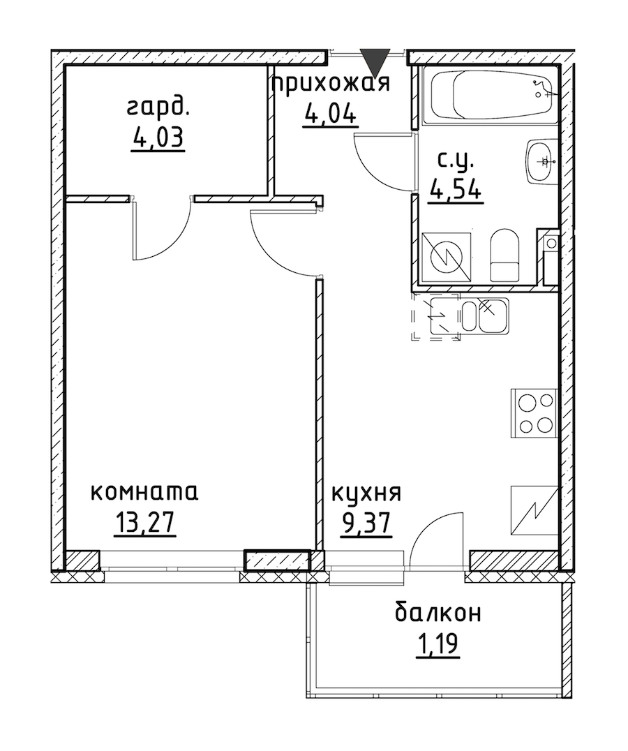 1-комнатная, 36 м² — ЖК ЖК Айди Кудрово (ID Kudrovo)