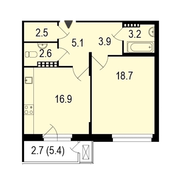 1-комнатная, 55 м² — ЖК ЖК Жемчужный берег