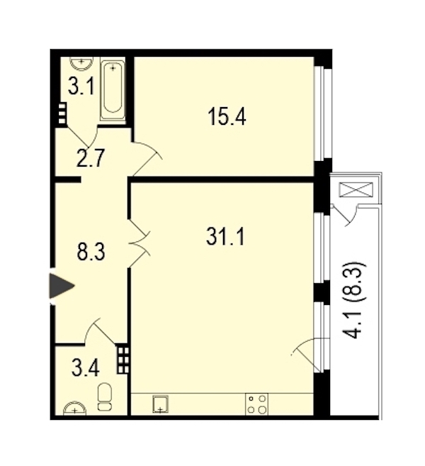 1-комнатная, 68 м² — ЖК ЖК Жемчужный берег
