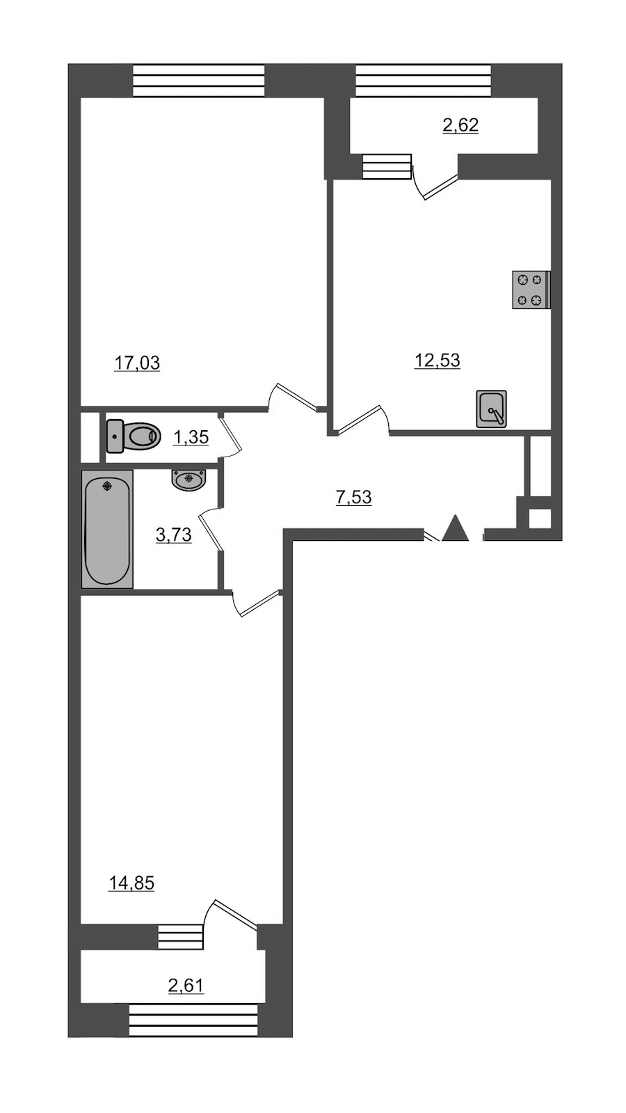 2-комнатная, 60 м² — ЖК ЖК Нью Тайм (New Time)