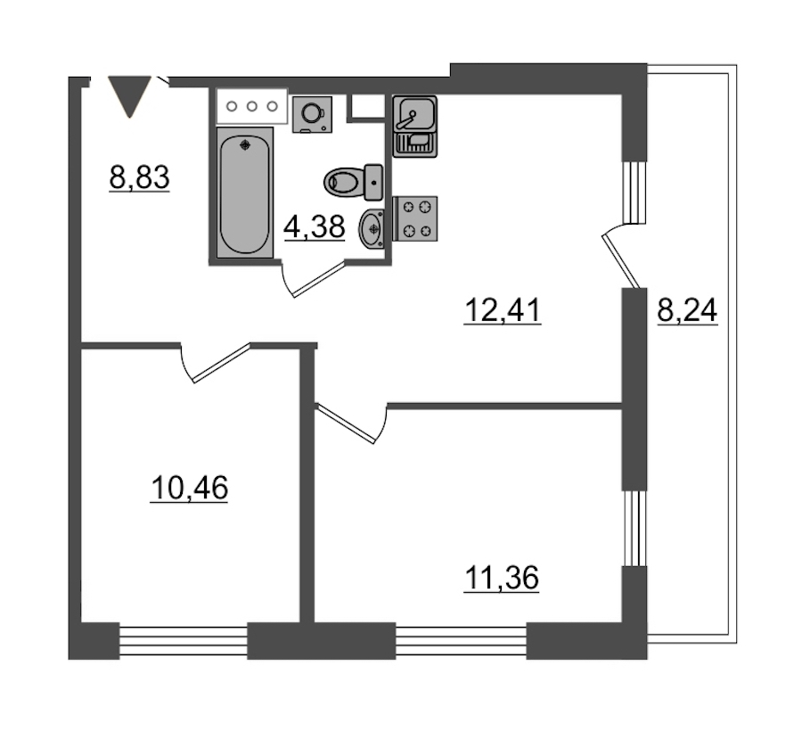 2-комнатная, 52 м² — ЖК Ап-квартал Московский (Up-квартал Московский)