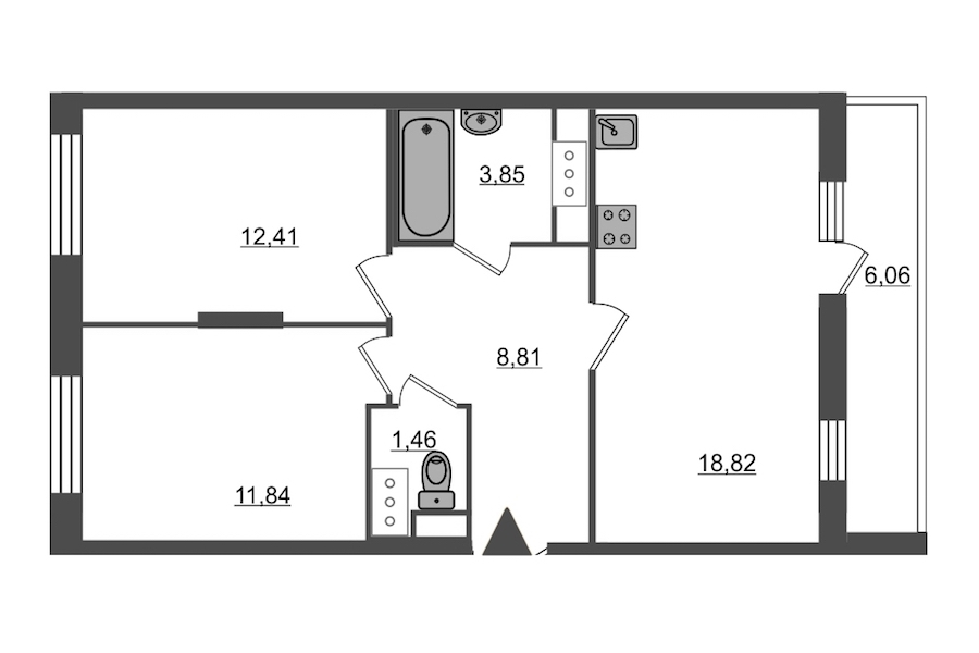 2-комнатная, 63 м² — ЖК Ап-квартал Московский (Up-квартал Московский)