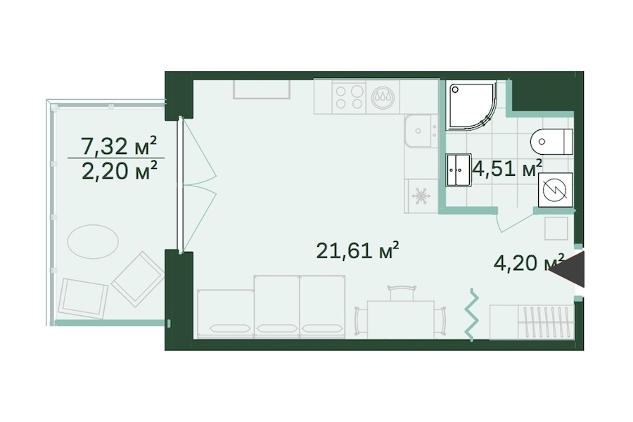 Студия, 33 м² — ЖК ЖК Магнифика Резиденс (Magnifika Residence)
