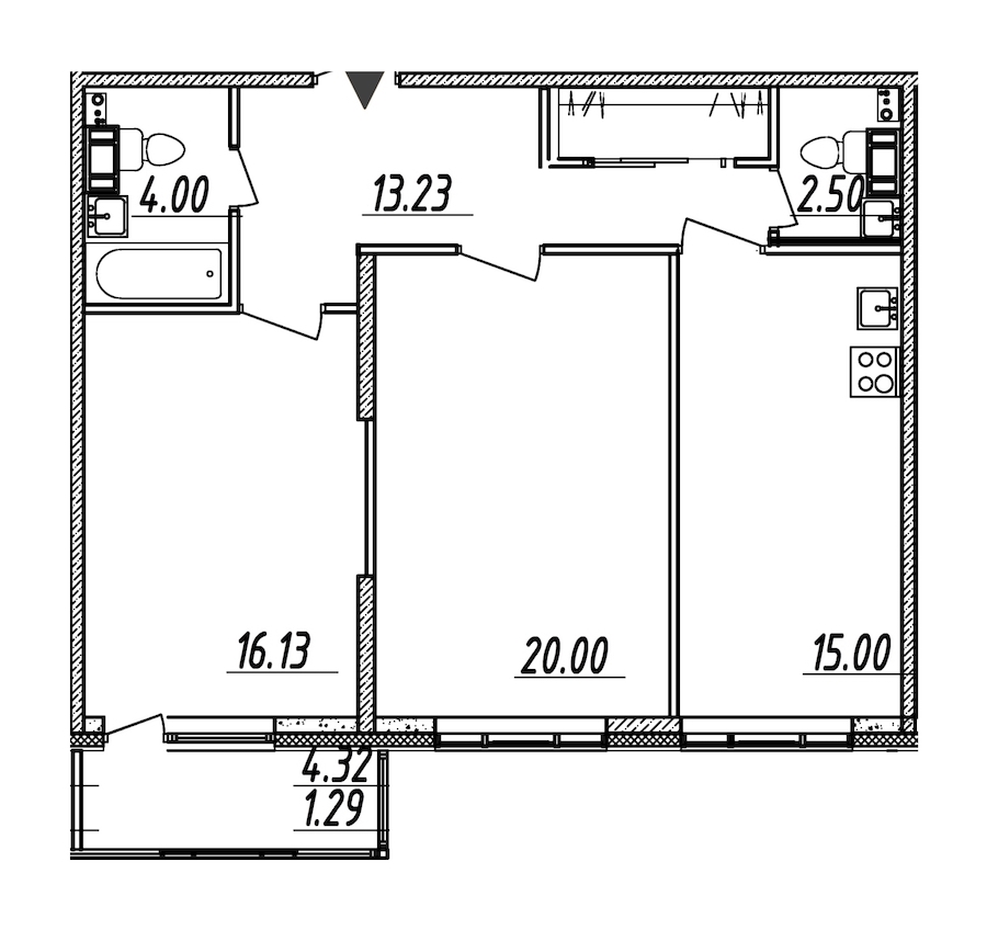 2-комнатная, 72 м² — ЖК ЖК Nobelius (Нобелиус)