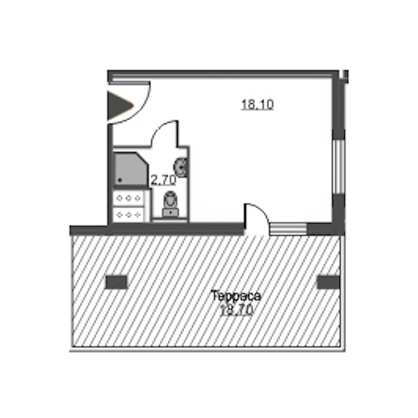 Студия, 40 м² — ЖК Апарт-комплекс Zoom Apart (Зум Апарт)