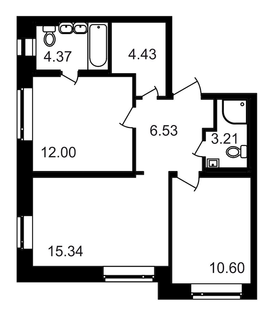 2-комнатная, 56 м² — ЖК ЖК Северный