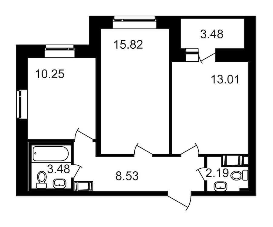 2-комнатная, 57 м² — ЖК ЖК Северный