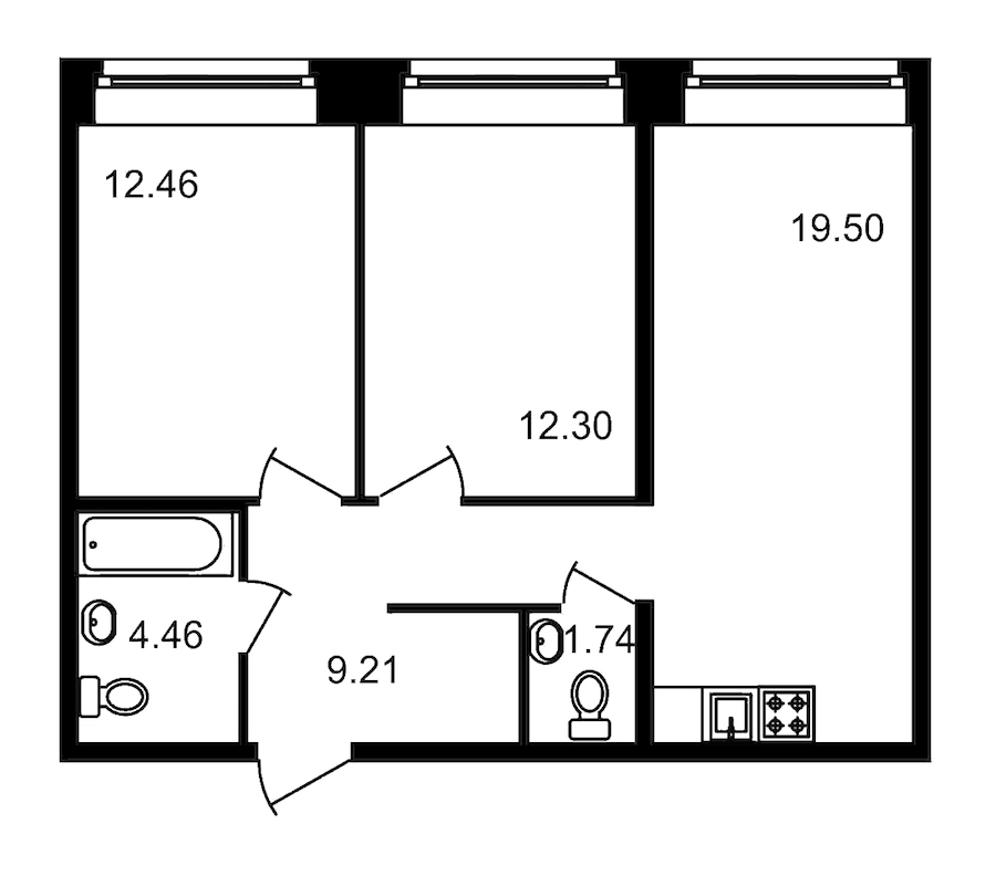 2-комнатная, 60 м² — ЖК Клубный дом Волковский