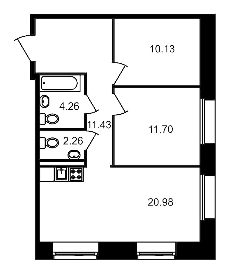 2-комнатная, 61 м² — ЖК Клубный дом Волковский