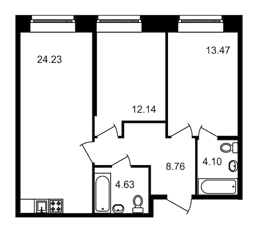 2-комнатная, 67 м² — ЖК Клубный дом Волковский