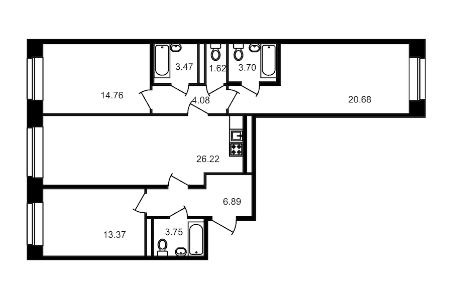 3-комнатная, 99 м² — ЖК Клубный дом Волковский
