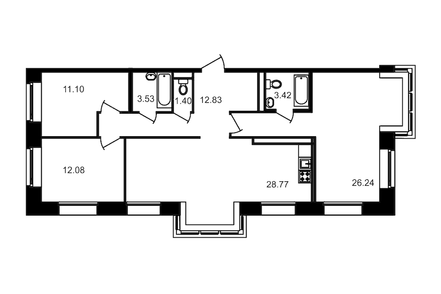 3-комнатная, 99 м² — ЖК Клубный дом Волковский