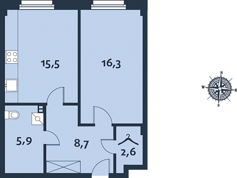 1-комнатная, 48 м² — ЖК ЖК Royal Park (Роял Парк)