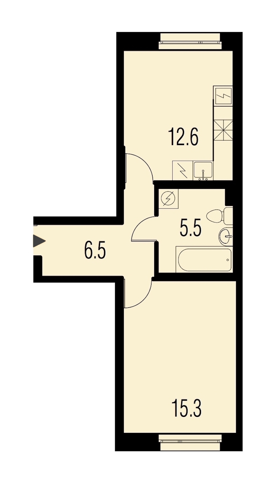 1-комнатная, 40 м² — ЖК ЖК Жемчужный Каскад