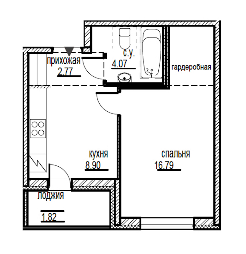 1-комнатная, 34 м² — ЖК ЖК ID Мурино (Айди Мурино)
