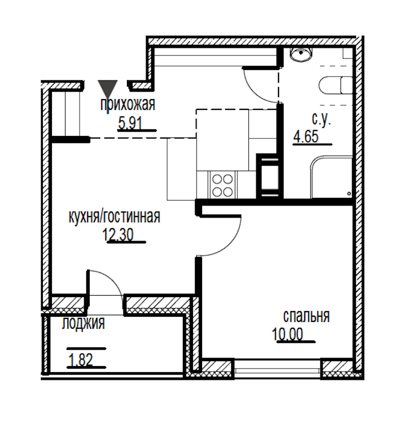 1-комнатная, 35 м² — ЖК ЖК ID Мурино (Айди Мурино)
