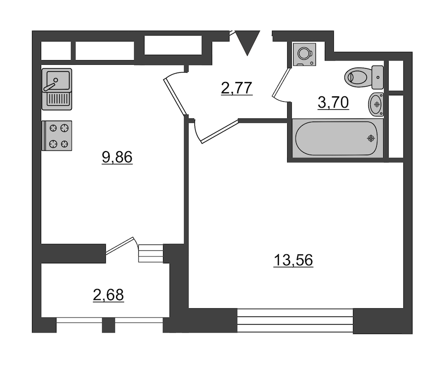 1-комнатная, 31 м² — ЖК ЖК Нью Тайм (New Time)