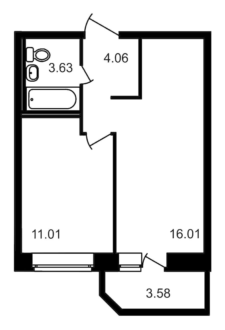 1-комнатная, 38 м² — ЖК ЖК Северный