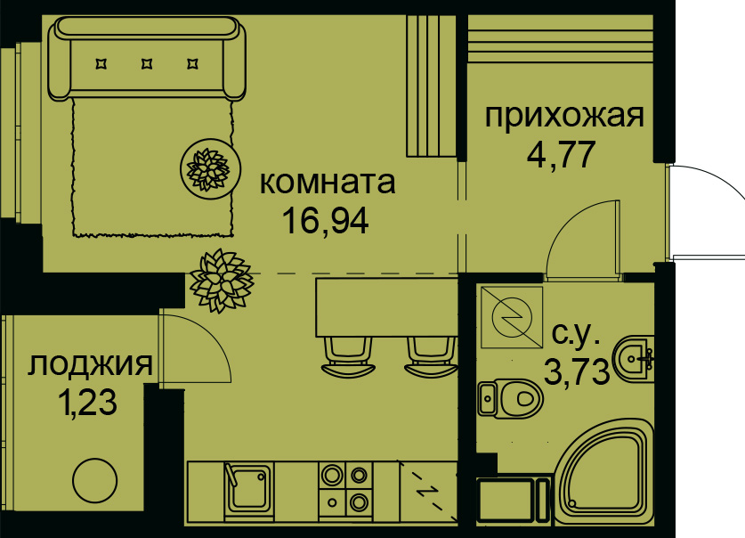 Студия, 27 м² — ЖК ЖК Айди Кудрово (ID Kudrovo)