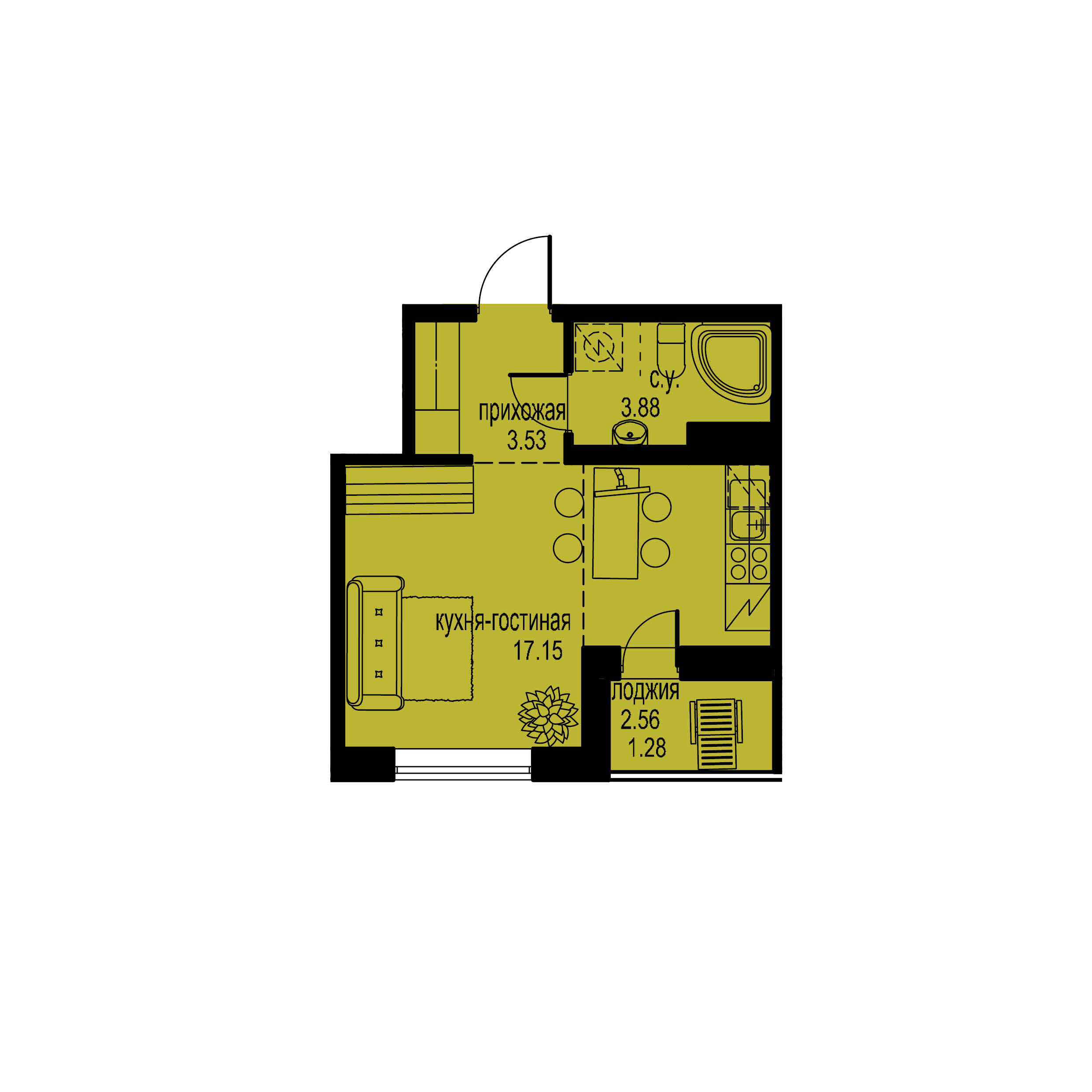 Студия, 26 м² — ЖК ЖК ID Мурино (Айди Мурино)