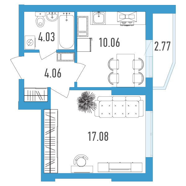 1-комнатная, 37 м² — ЖК ЖК Yoga (Йога)