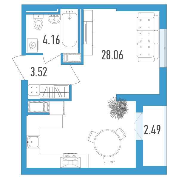 Студия, 37 м² — ЖК ЖК Yoga (Йога)