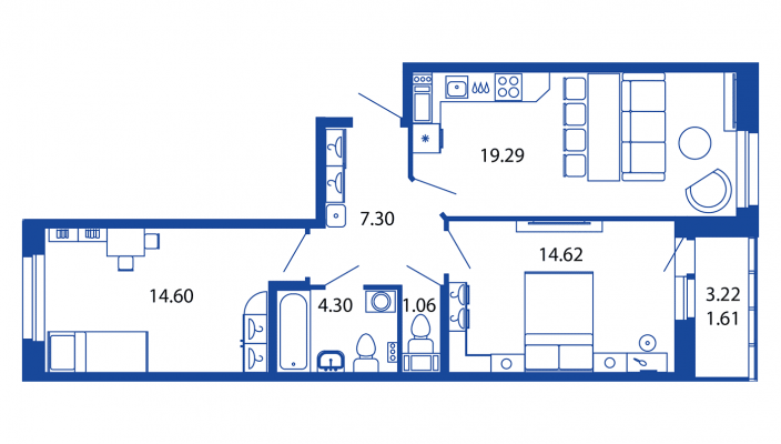 3-комнатная, 63 м² — ЖК ЖК Полис на московской