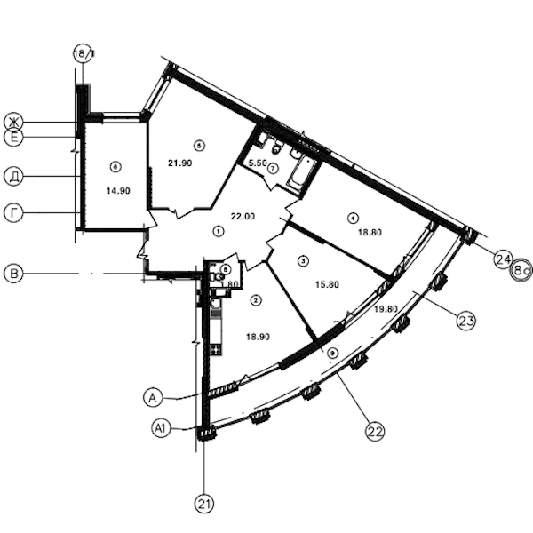 4-комнатная, 130 м² — ЖК ЖК Самоцветы