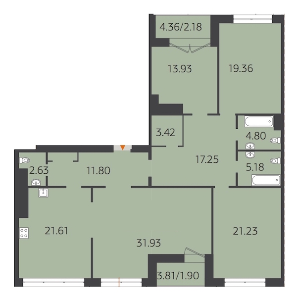 4-комнатная, 158 м² — ЖК Жилой дом Neo (Нео)