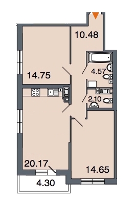 2-комнатная, 67 м² — ЖК ЖК Петровская ривьера
