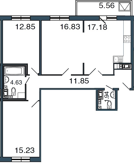 3-комнатная, 80 м² — ЖК ЖК Петровская ривьера