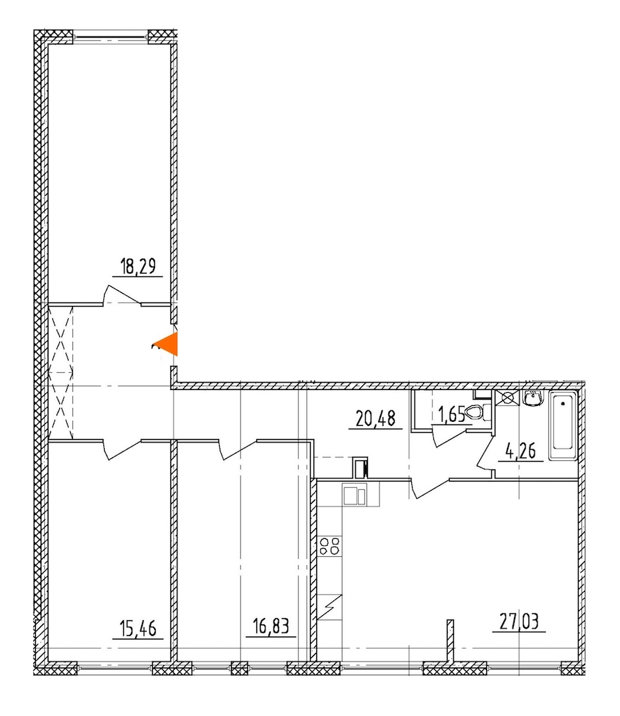 3-комнатная, 104 м² — ЖК Жилой квартал Палацио