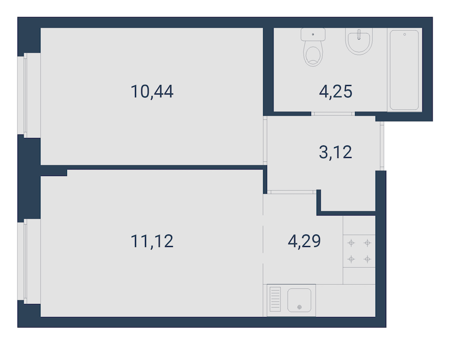 1-комнатная, 33 м² — ЖК ЖК Материк