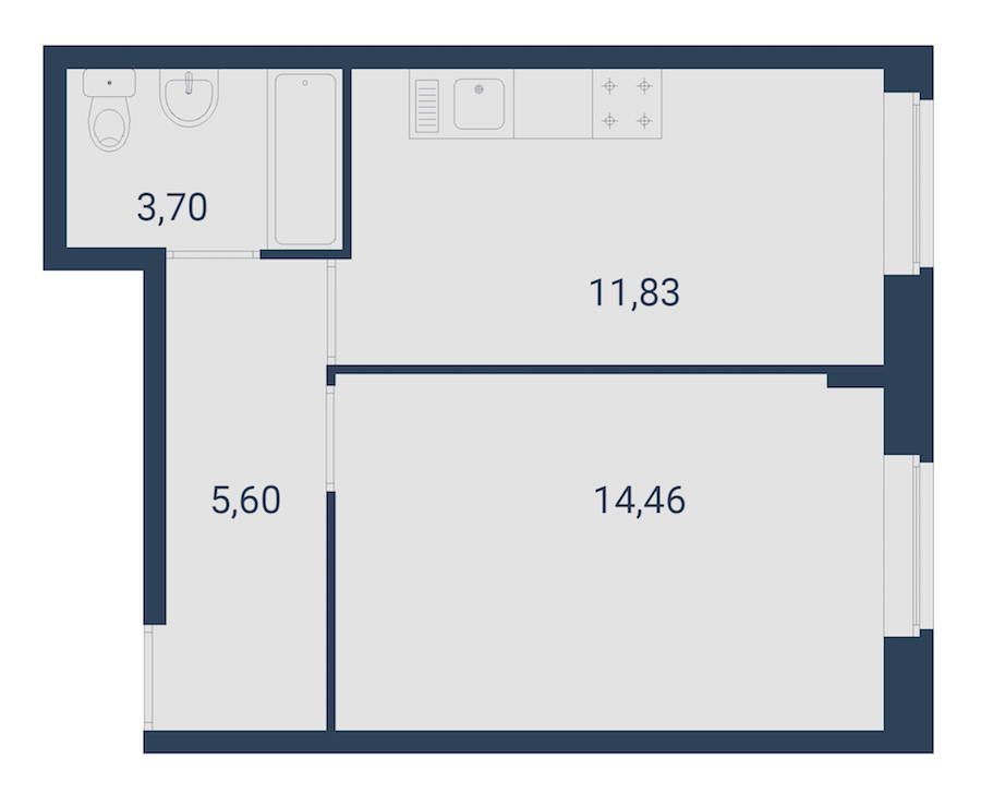 1-комнатная, 36 м² — ЖК ЖК Материк