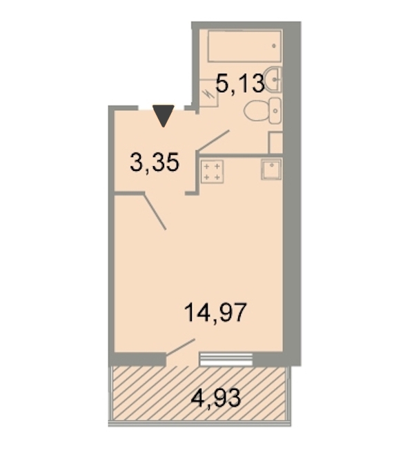 Студия, 25 м² — ЖК ЖК Клёны